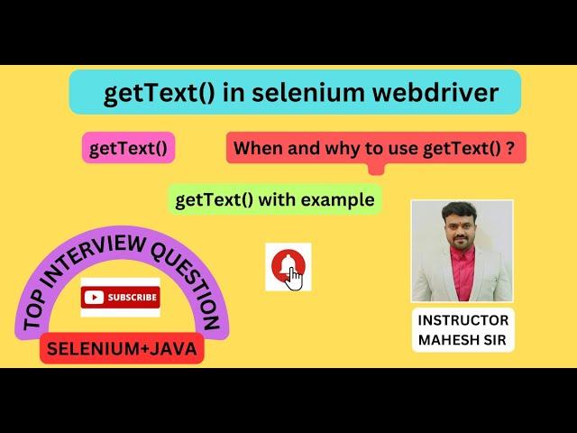getText in selenium webdriver with example | get Text command - Selenium WebDirver | getText method