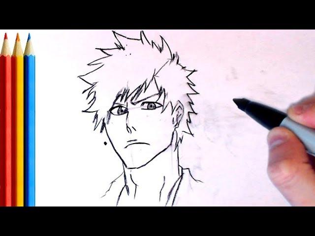 (fast-version) How to Draw Ichigo face (Bleach) - Step by Step Tutorial