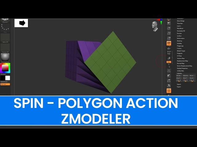 Spin - Polygon Action - ZModeler - ZBrush Tutorial for Beginners