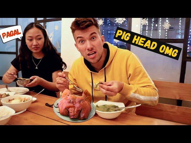 FOREIGNER EATS BEST MIZO FOOD IN AIZAWL | PIG HEAD & PIG SKIN 