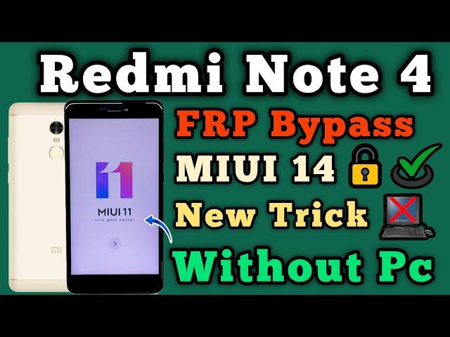 Xiaomi Redmi Note 4 | FRP Lock Unlock | MIUI 11 | Google Account Remove | Without Pc | Trick 2024.