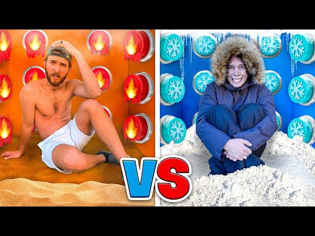 Hot vs Cold Mystery Button Boxes.. Only 1 Person ESCAPES!