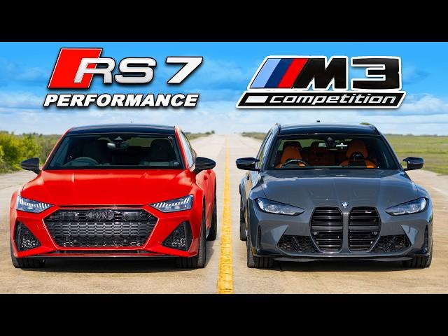 Audi RS7 Performance v BMW M3: DRAG RACE