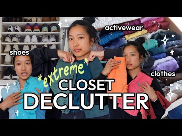 *EXTREME* CLEAN WITH ME  declutter + reorganize my ENTIRE CLOSET (activewear, clothes, shoes)