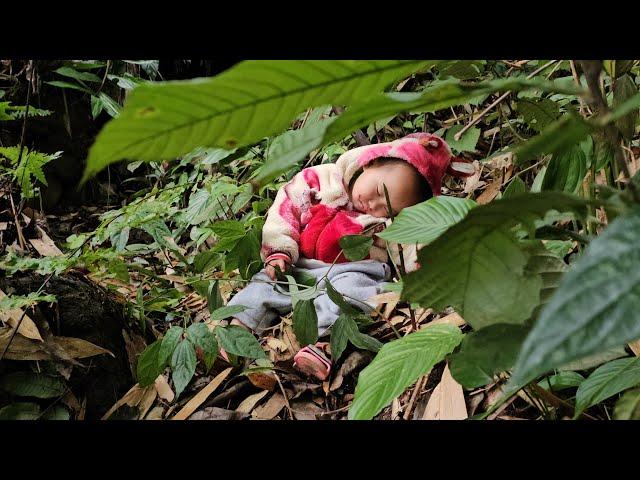 mother and son go looking for wild vegetables to pick and sell on the roadside