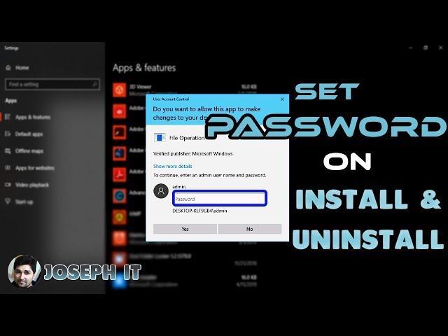 Set password to Install/ Uninstall/ Make os changes | Better Windows Security