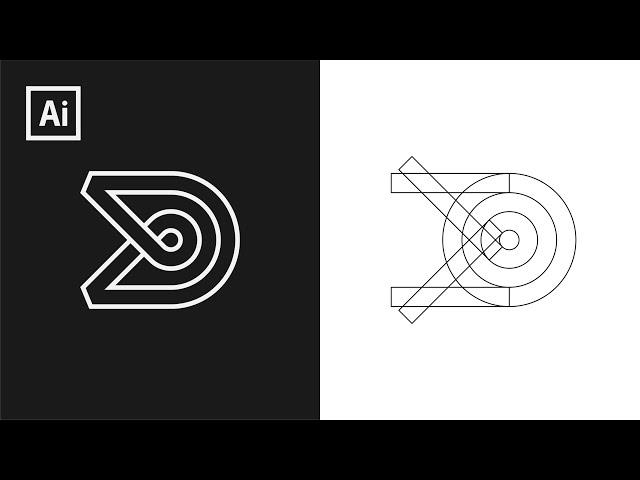 Geometric Logo Design | D letter | Adobe illustrator logo design Tutorial