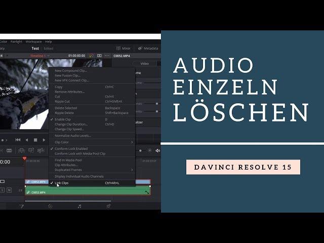 Audio von Video einzeln löschen/verschieben! -  DaVinci Resolve 15 (Link-Clips) | Tropica-Pictures