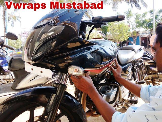 Bajaj Pulsar 220f  New Stickers Installation @Vwraps Mustabad