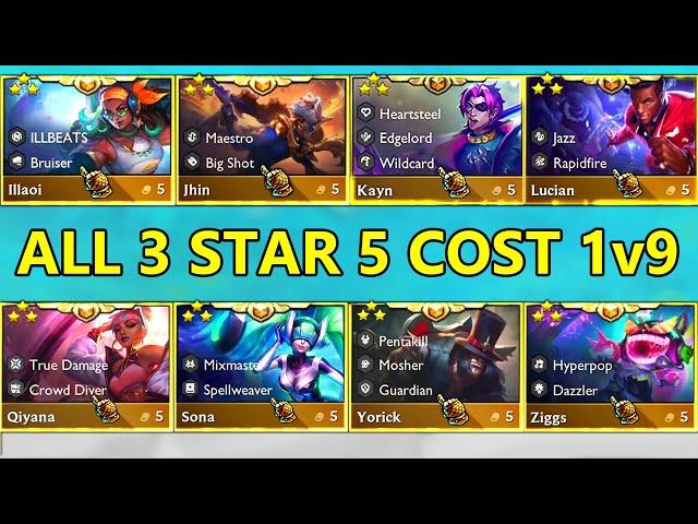 S10 ALL 5-Cost Units 3 Star 1v9! ⭐⭐⭐