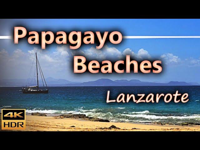 Papagayo Beach, a popular beach located at the southern tip / Lanzarote, Spain / 4K HDR