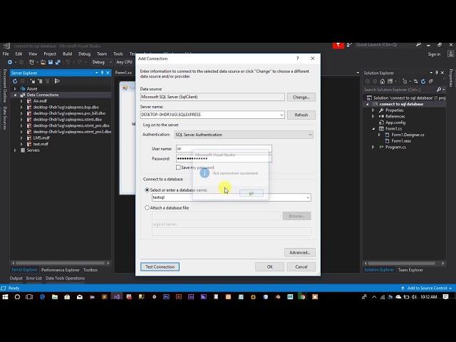 C# windows form connect to sql database