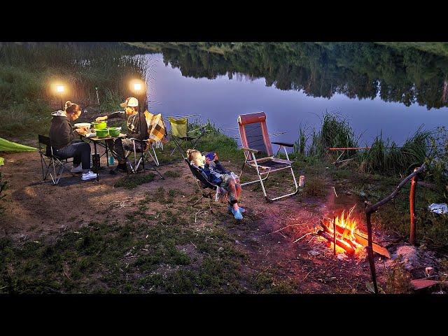 Family fishing overnight! Setting traps for crayfish, fishing for catfish! Cooking tacos on campfire