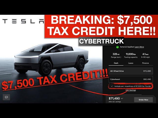 BREAKING: Tesla Cybertruck Tax Credit Eligible - $7,500 Finally Available For Cybertruck!!