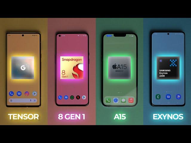 The MOST powerful smartphone chip! A15 Bionic vs Snapdragon 8 Gen 1 vs Exynos 2200 vs Google Tensor!