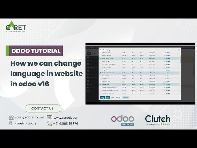 How to add a multi-language option in the Odoo v16 website module? | Odoo Hindi Tutorial