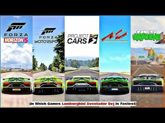 Lamborghini Aventador Svj Comparison - FH5 Vs NFS Unbound Vs Project Cars 3 Vs NFSH Vs Assetto Corsa