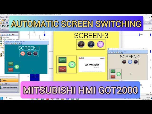 GOT2000: How to make Automatic Screen Switching Mitsubishi HMI GT Designer3 GOT2000