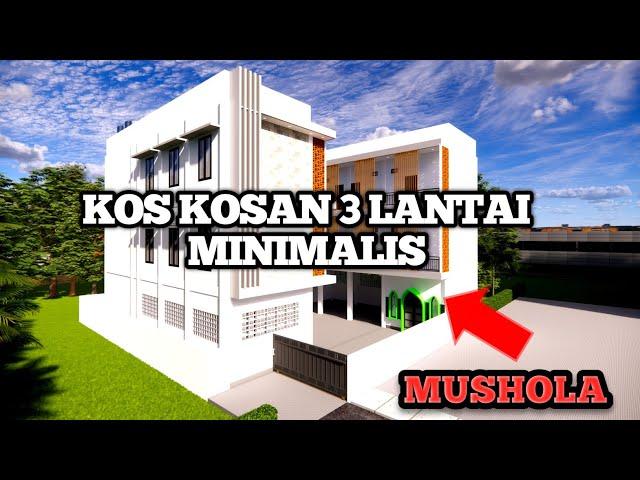 DESAIN KOS KOSAN 3 LANTAI MINIMALIS 29 KAMAR, MUSHOLA, TEMPAT PARKIR