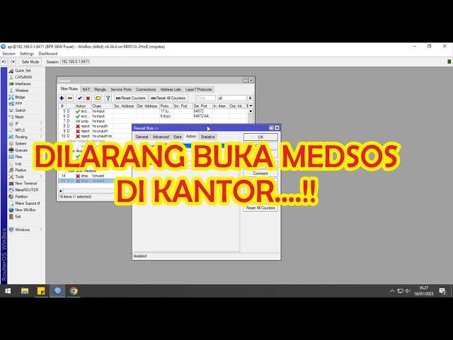 Blok media sosial atau membatasi akses website dengan mikrotik