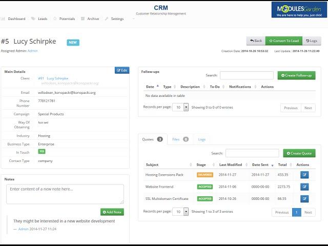 ModulesGarden CRM For WHMCS 1.0.0