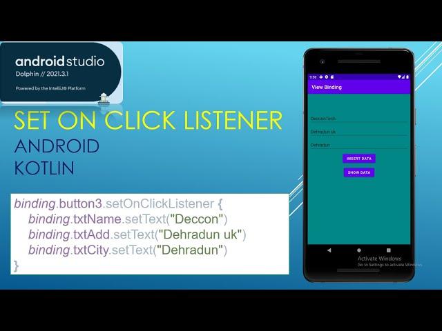 How to Set OnClick Listener on Android Studio Component kotlin