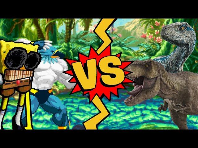 M.U.G.E.N Battles | Spong/Piplup's 7th Evolution vs T-Rex/Velociraptor