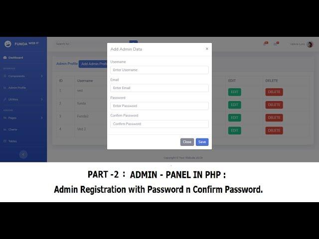 Part 2-Admin Panel(Registration): How to make a Registration form in php with Session Msg