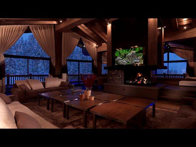 Cozy Fireplace Ambience | Relaxing Wind Sounds & Crackling Fireplace Sounds for Sleeping