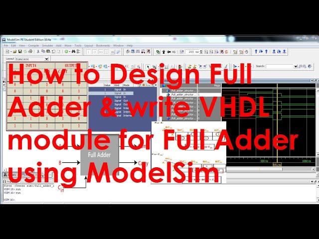 How to Design Full Adder & write VHDL module for Full Adder using ModelSim