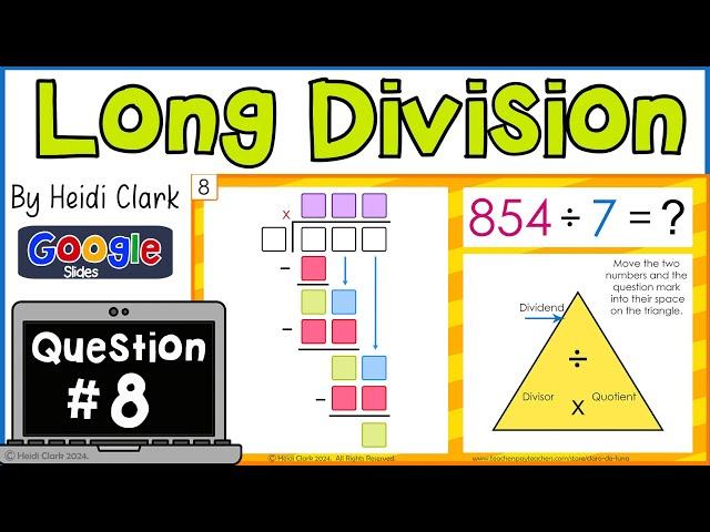 How to do Long Division - Google Slides Standard Algorithm Lesson, 854/7, Question 8