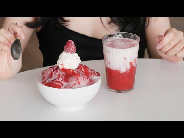 Strawberry Milk Bingsu // Korean Shaved Ice 