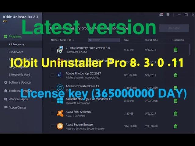 Latest version IObit Uninstaller Pro 8. 3. 0 .11 Patch+ License key (365000000 DAY)