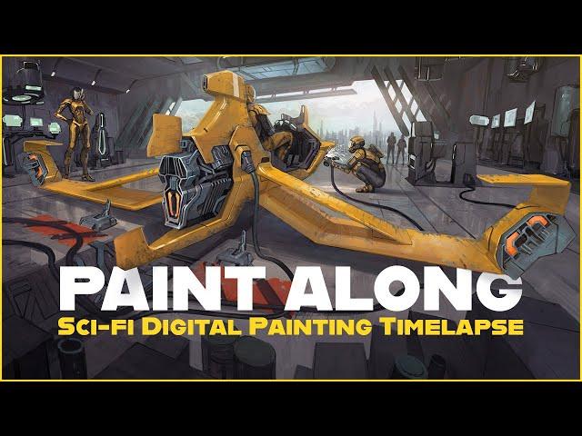 Paint along, Digital painting timelapseSci-Fi Speeder in Photoshop! 