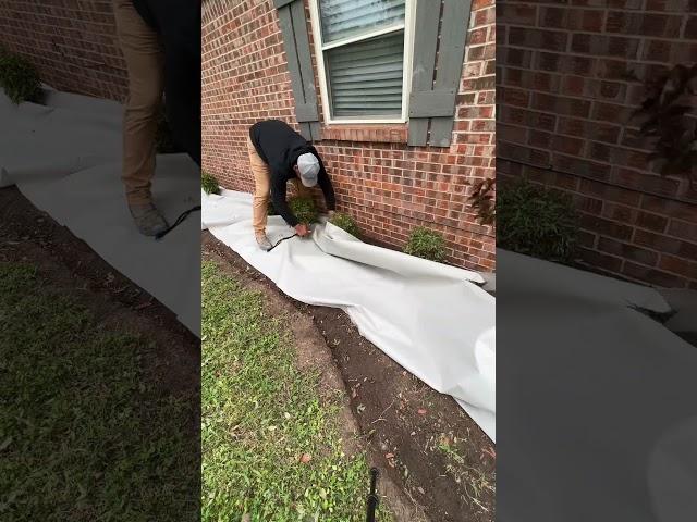 How to lay down landscape fabric #dslawnandlandscape #lawncare #landscapingdiy #howtolandscape #how