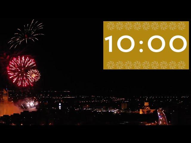 10-Minute Timer - 4K Slow Motion Fireworks New Year’s Eve - No Music No Alarm