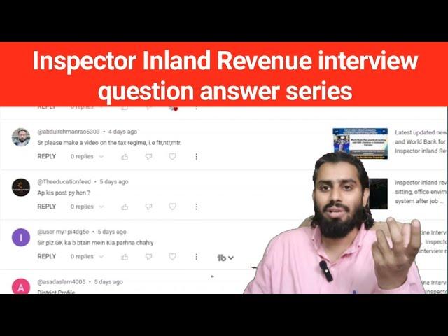 Inspector inland Revenue aspirent questions answer session by irfan haider gillani,