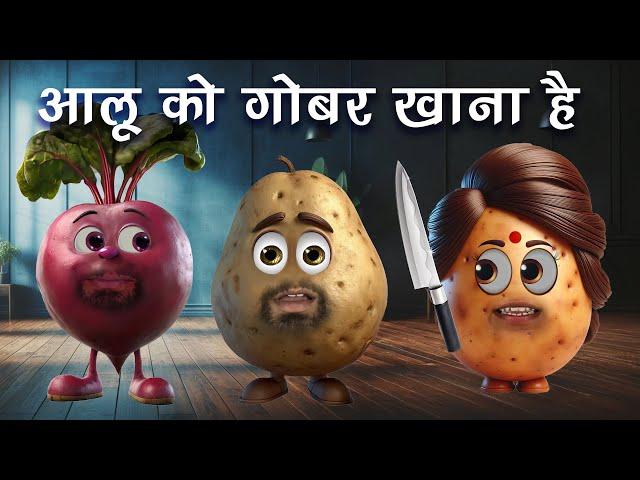 Aloo Ko Gobar Khana Hai | Comedy Per Second  #jokes #comedy