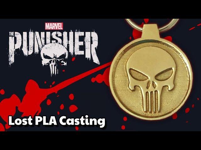 Marvel PUNISHER solid bronze pendant / key ring - Lost PLA Casting at home by VOGMAN