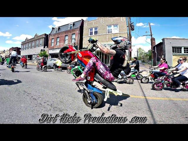 GROM STREET STUNTS @ RANDO'S RIDE 2016 - ST. LOUIS CIRCLE THE CITY - MSX125 STUNTING