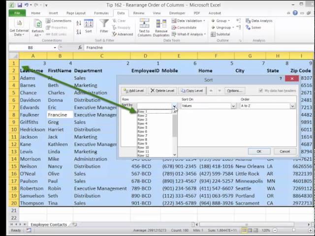 How to Quickly  Rearrange Column Order  in Excel