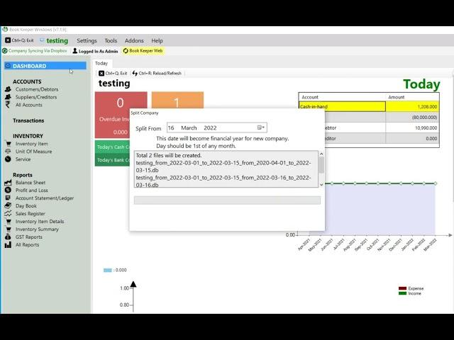 Split Company in Book Keeper Windows | Close Financial Year | Split Company