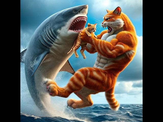 Daddy Meow Meow Fight Sharks #meow #cat #funny #animals #cats #kitten #unstoppable