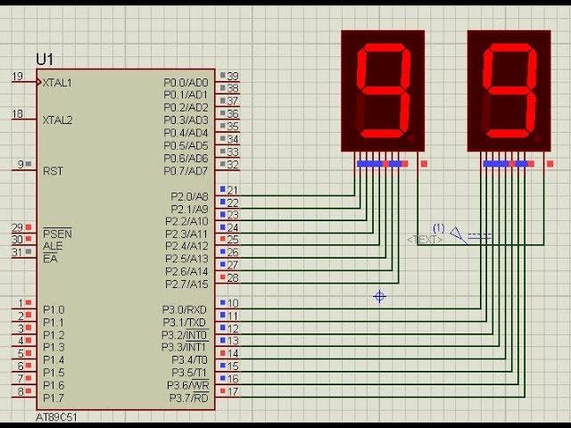 Counting from 0 to 99 using 8051 microcontroller with 7 segment display