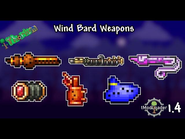 Terraria 1.4 Thorium mod Bard class all wind weapons guide