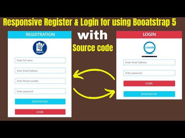 responsive registration and login form using bootstrap5 | Bootstrap5 tutorial