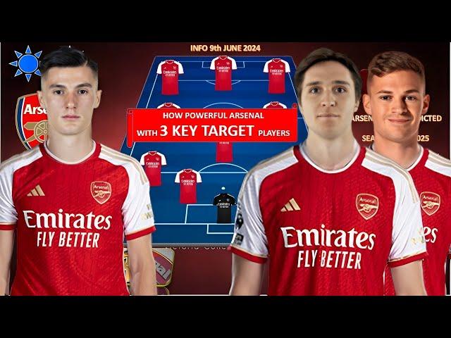 HOW POWERFUL ARSENAL NEXT SEASON 2024-2025 ~ IF 3 TARGET TRANSFER SIGN IN ~ ARSENAL PREDICTED LINEUP