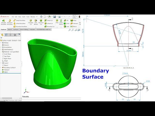 Solidworks Boundary surface hair dryer Nozzle