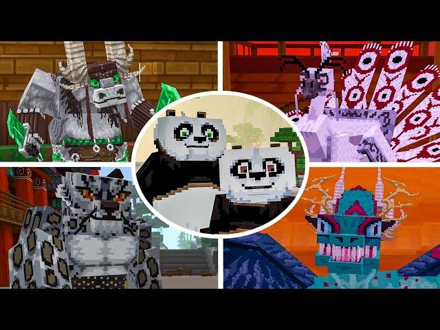 Minecraft x Kung Fu Panda DLC - All Bosses Fight Gameplay