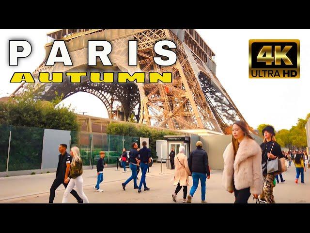 Paris Eiffel Tower in Autumn 4K Walk - October 2022